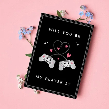 Cute Kawaii Gamer Gaming Controller Player Customized Printed Greeting Card