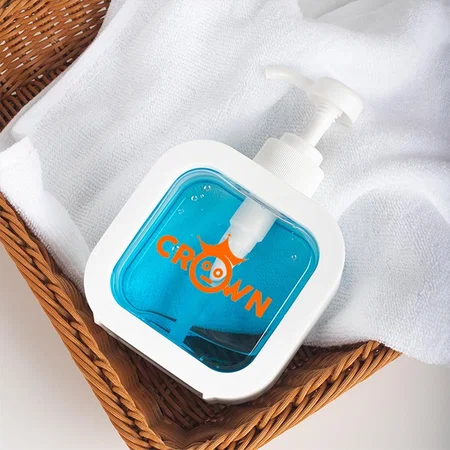 White Customized Hand Soap Dispenser for Bathroom and Kitchen Sink - Modern, Small Plastic Pump With Labels - 11 x 5 x 15 CM