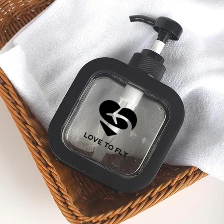 Black Customized Hand Soap Dispenser for Bathroom and Kitchen Sink - Modern, Small Plastic Pump With Labels - 11 x 5 x 15 CM