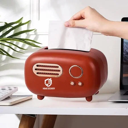 Red Customized Vintage Retro Tissue Box Holder for Home Kitchen Dining Table &amp; Paper, Living Room, Bedroom &amp; Desktop Tissue Storage Organizer - 19.6 x 13.4  x 13  CM