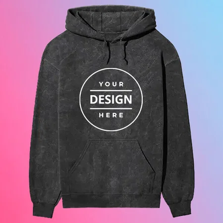 Black Acid Wash Pattern Customized Hoodie with Pockets