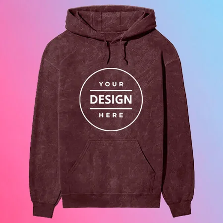 Maroon Acid Wash Pattern Customized Hoodie with Pockets