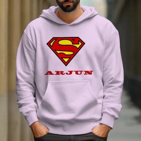 Superhero Name Customized Unisex Printed Hoodie with Pockets