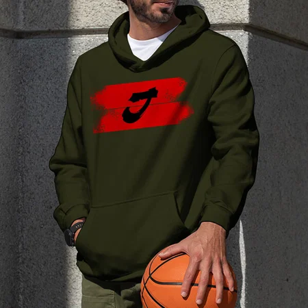 Name Initial Customized Unisex Printed Hoodie with Pockets