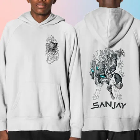 Warrior Customized Unisex Printed Hoodie with Pockets