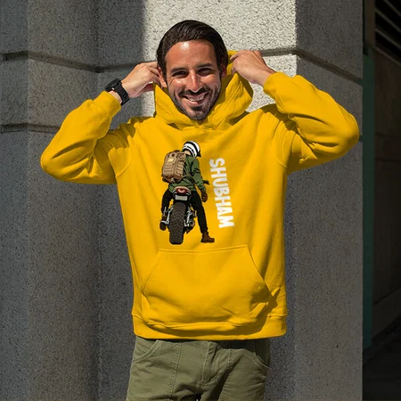 Biker Customized Unisex Printed Hoodie with Pockets