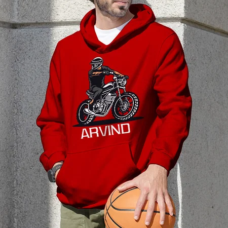 Biker Customized Unisex Printed Hoodie with Pockets