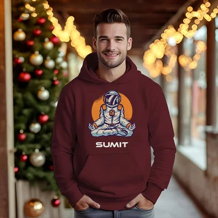 Meditating Astronaut Customized Unisex Printed Hoodie with Pockets