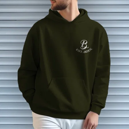 Name Initials Customized Unisex Printed Hoodie with Pockets