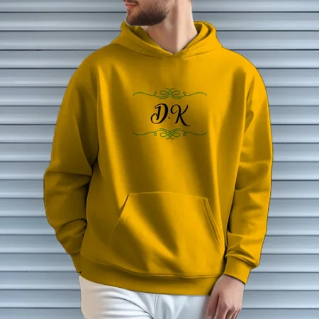 Name Initials Customized Unisex Printed Hoodie with Pockets