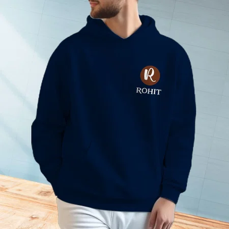 Name Initials Style Customized Unisex Printed Hoodie with Pockets