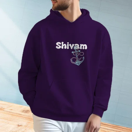 Anchor Name Customized Unisex Printed Hoodie with Pockets
