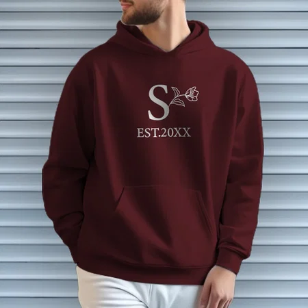 Name with Flower Customized Unisex Printed Hoodie with Pockets