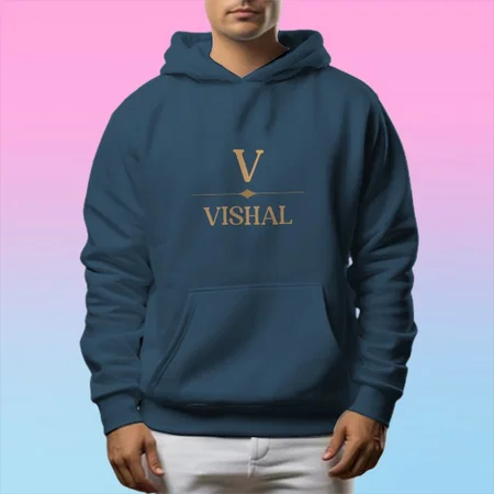 Royal Name Initials Customized Unisex Printed Hoodie with Pockets