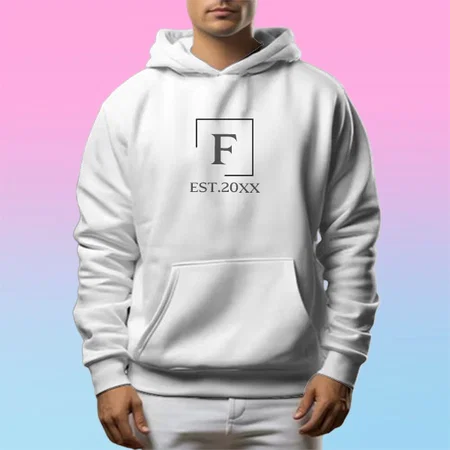 Stylish Name Initials Customized Unisex Printed Hoodie with Pockets