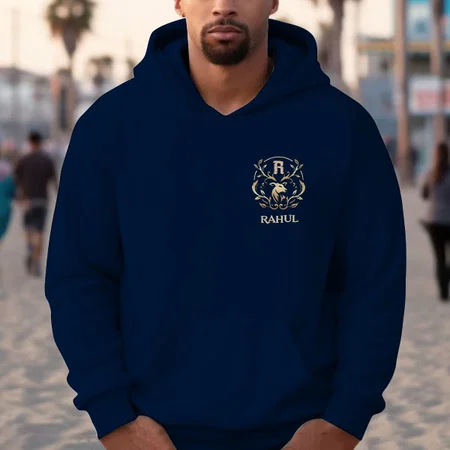 Name with Initials Customized Unisex Printed Hoodie with Pockets