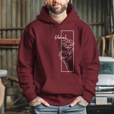 White Flower Customized Unisex Printed Hoodie with Pockets