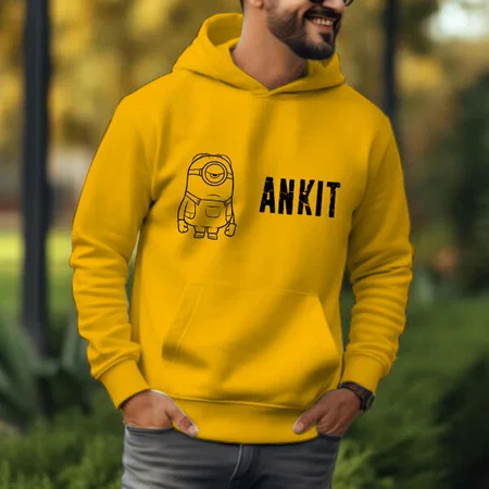 Name Initials Customized Unisex Printed Hoodie with Pockets