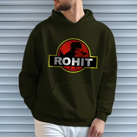 Dino Name Customized Unisex Printed Hoodie with Pockets