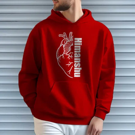 Open Heart Customized Unisex Printed Hoodie with Pockets