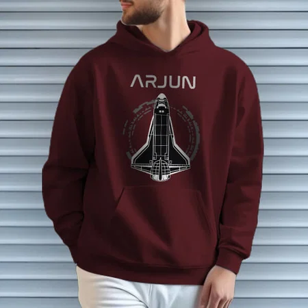 Space Shuttle with Name Customized Unisex Printed Hoodie with Pockets