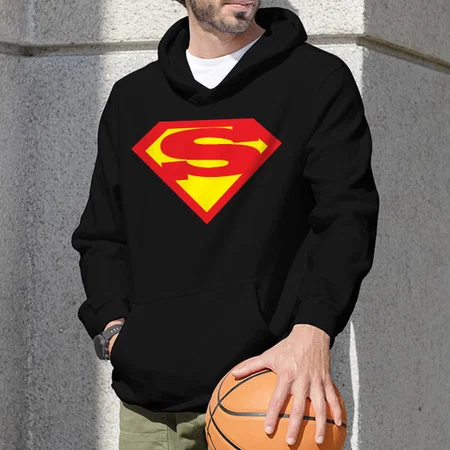 Superhero Initials Customized Unisex Printed Hoodie with Pockets