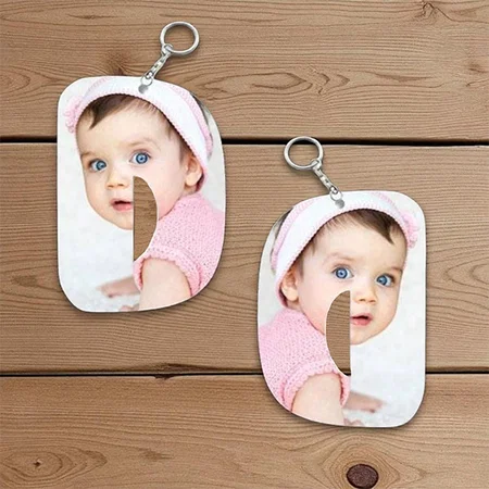 D Alphabet Shape Customized Photo Printed Keychain