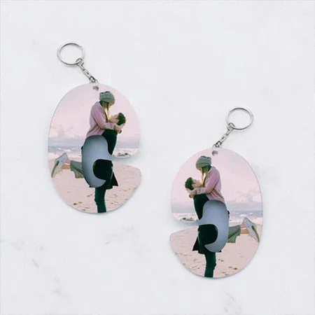 G Alphabet Shape Customized Photo Printed Keychain