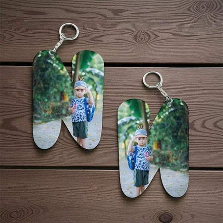 N Alphabet Shape Customized Photo Printed Keychain
