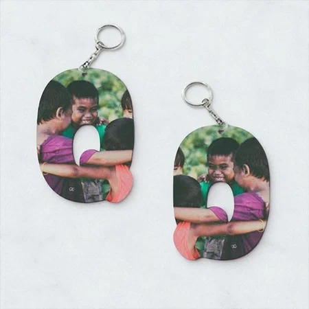 Q Alphabet Shape Customized Photo Printed Keychain