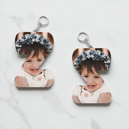 Z Alphabet Shape Customized Photo Printed Keychain
