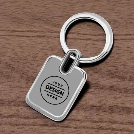 Square Customized Metal Keychain for Corporate Gifting
