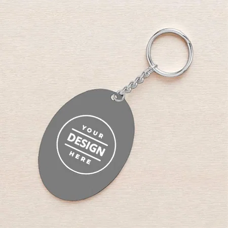 Oval Customized Photo Printed Wooden Keychain