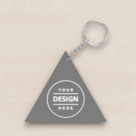 Triangle Customized Photo Printed Wooden Keychain