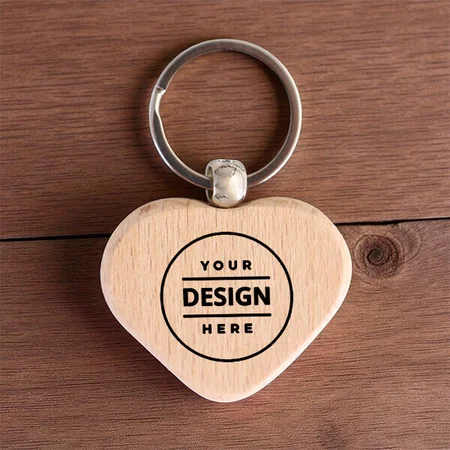 Heart Shape Customized Wooden Keychain