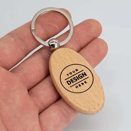 Oval Customized Wooden Keychain