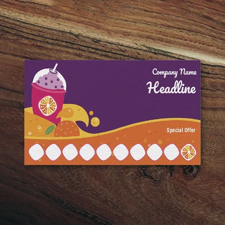 Summer Special Drinks Design Customized Rectangle Loyalty Cards - Set of 100 Cards