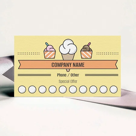 Ice Cream Parlour Offer Customized Rectangle Loyalty Cards - Set of 100 Cards
