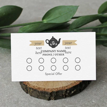 Special Tea Offer Customized Rectangle Loyalty Cards - Set of 100 Cards