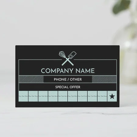 Food Catering Services Design Customized Rectangle Loyalty Cards - Set of 100 Cards