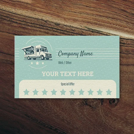 Food Truck Customized Rectangle Loyalty Cards - Set of 100 Cards