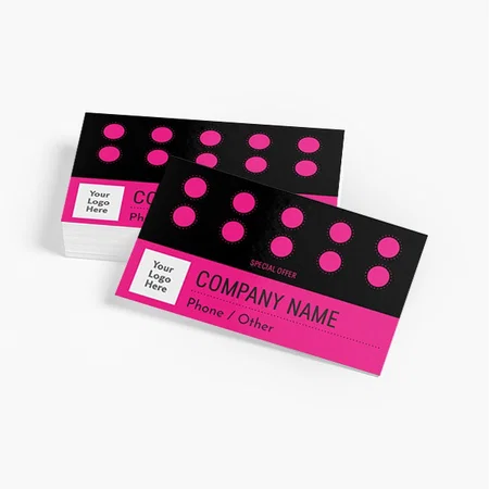 Hot Pink Design Customized Rectangle Loyalty Cards - Set of 100 Cards