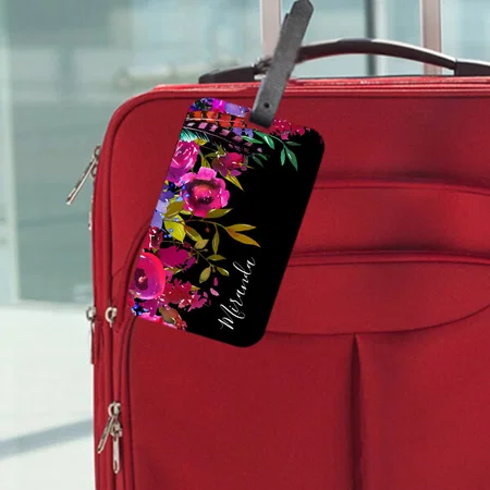 Bold Boho Floral Design Customized Vertical Bag Luggage Tag