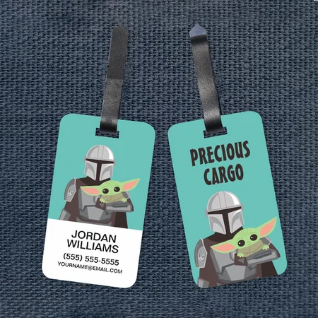 The Mandalorian Holding Child Illustration Customized Vertical Bag Luggage Tag