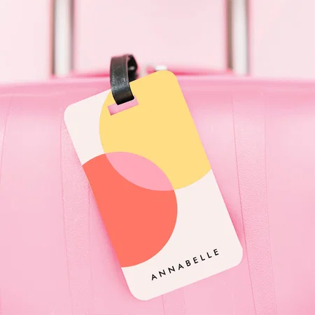 Modern Abstract Circles Red Yellow Pink Customized Vertical Bag Luggage Tag