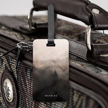 Dark Ink Watercolor Design Customized Vertical Bag Luggage Tag