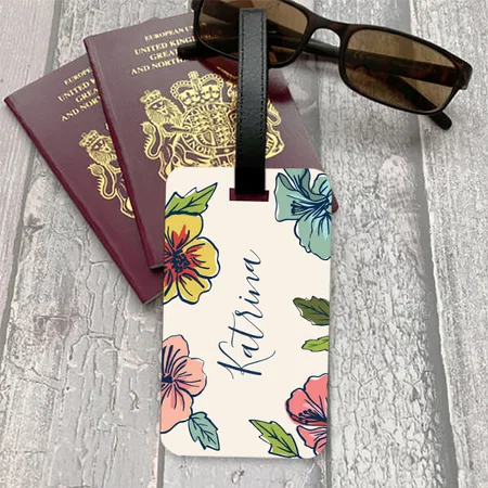 Flowers Pattern Design Customized Vertical Bag Luggage Tag