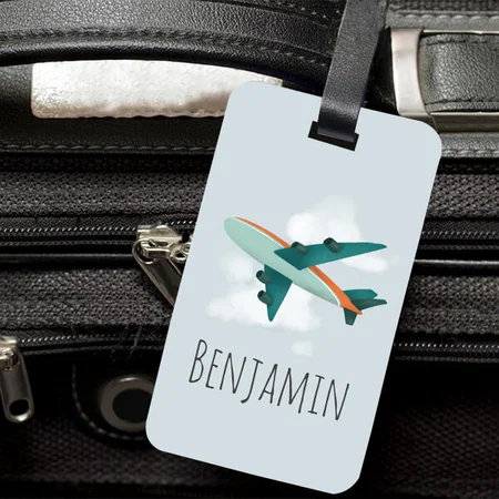 Blue Airplane Travel Customized Vertical Bag Luggage Tag