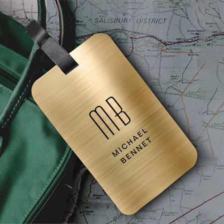 Elegant Gold Monogram Design Customized Vertical Bag Luggage Tag