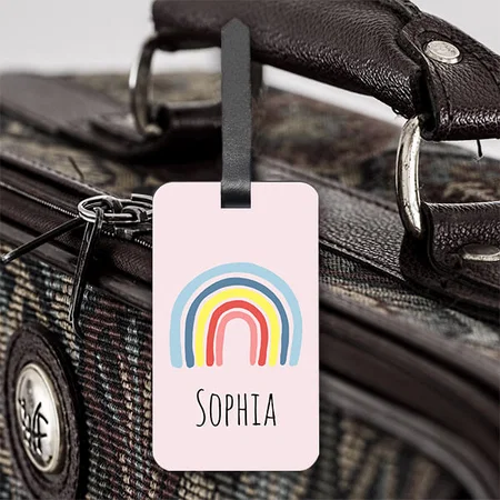 Pink Boho Rainbow Design Customized Vertical Bag Luggage Tag
